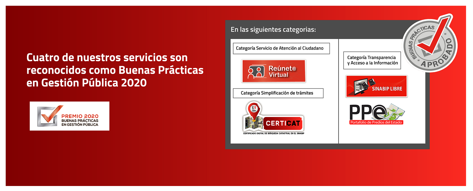  CUATRO SERVICIOS DE LA SBN CERTIFICAN COMO  BUENAS PRÁCTICAS EN GESTIÓN PÚBLICA