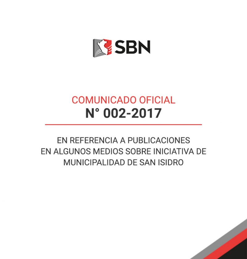  COMUNICADO OFICIAL Nº 002-2017 – SBN