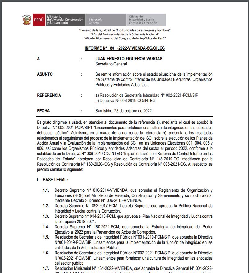 Reporte sobre el estado de ejecución del Plan de Acción Anual – Sección Medidas de Remediación y Control 2022.  