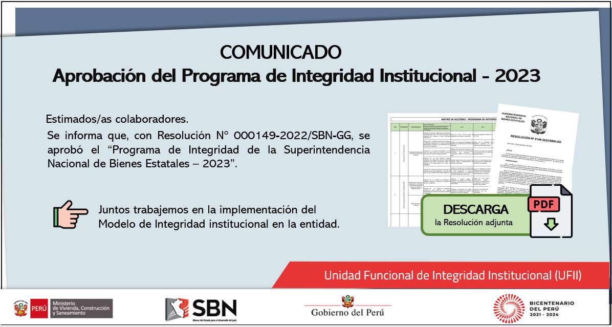 Aprueban programa de integridad institucional - 2023