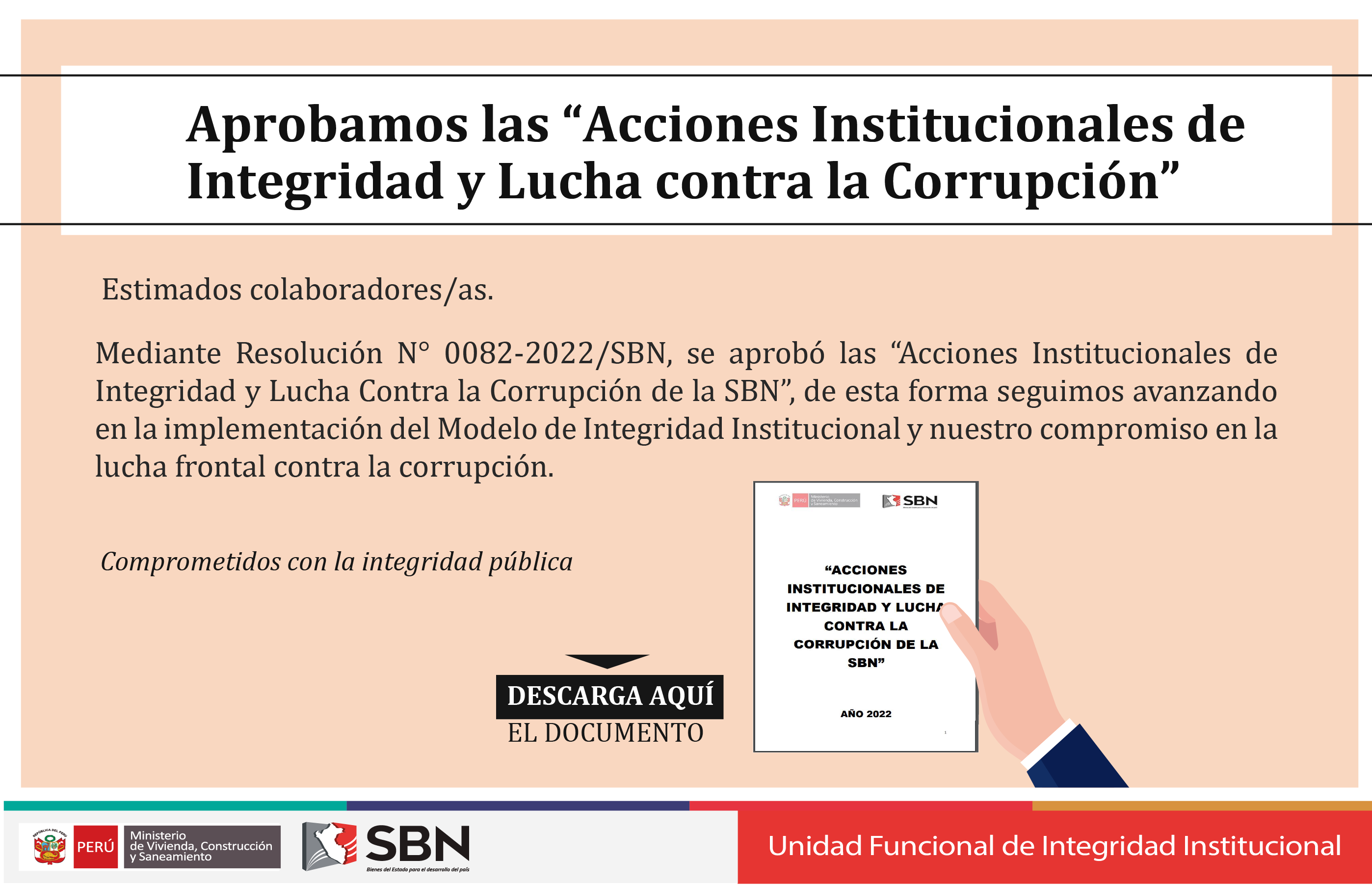 Difusión: Acciones institucionales de Integridad y Lucha contra la Corrupción