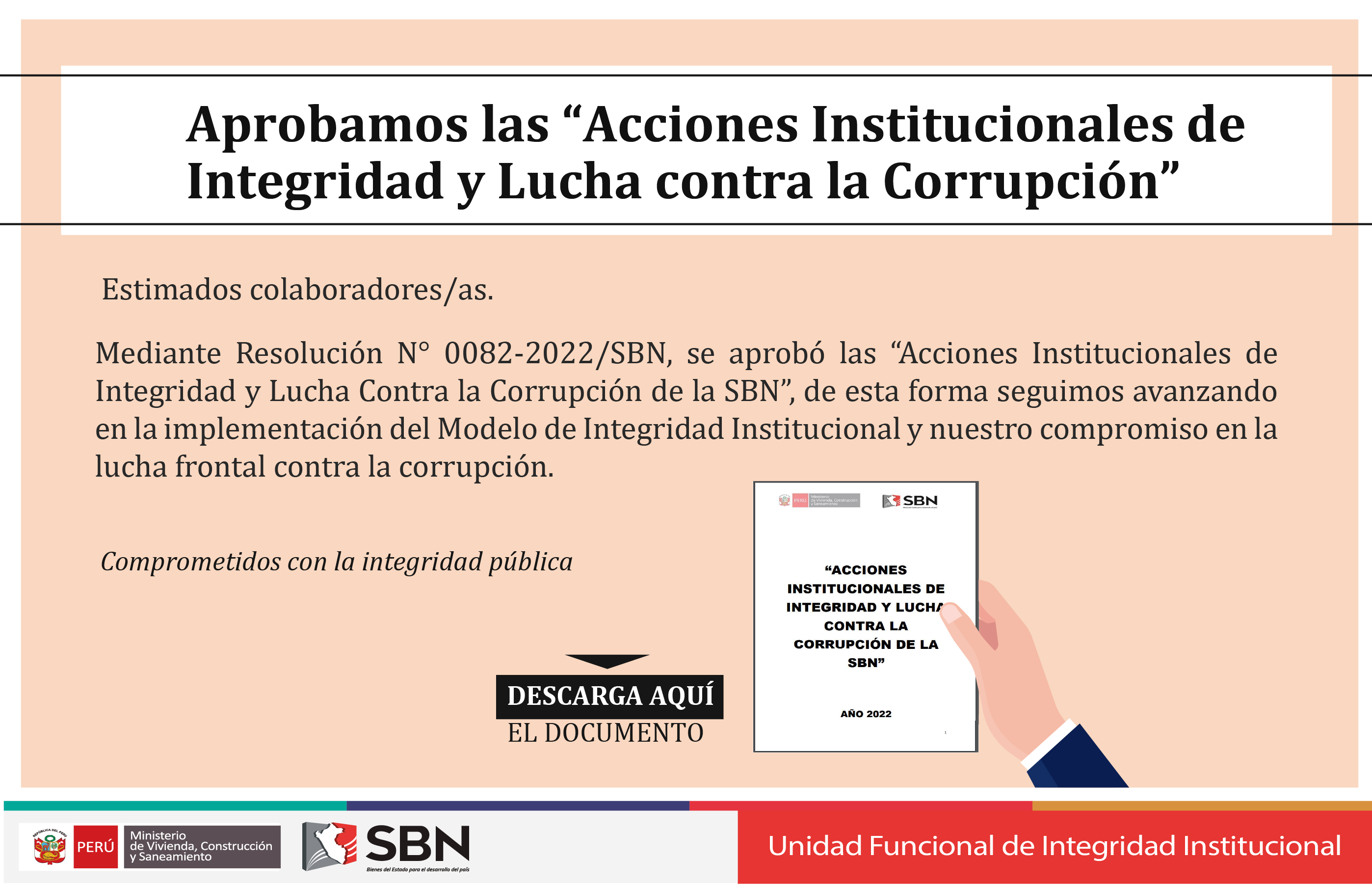  Difusión: Acciones institucionales de Integridad y Lucha contra la Corrupción