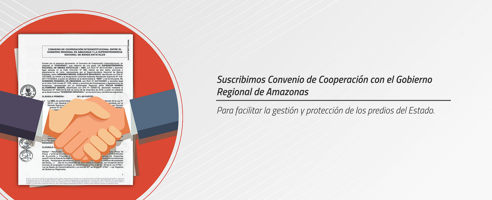 SBN FIRMA CONVENIO DE COOPERACIÓN INTERINSTITUCIONAL  CON EL GOBIERNO REGIONAL DE AMAZONAS