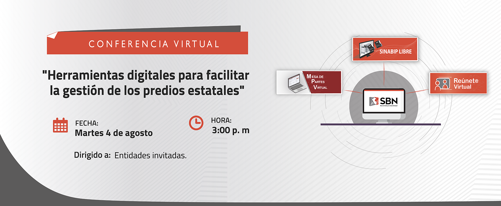 SBN REALIZARÁ CONFERENCIA VIRTUAL “HERRAMIENTAS  DE GESTIÓN DE LOS PREDIOS ESTATALES”