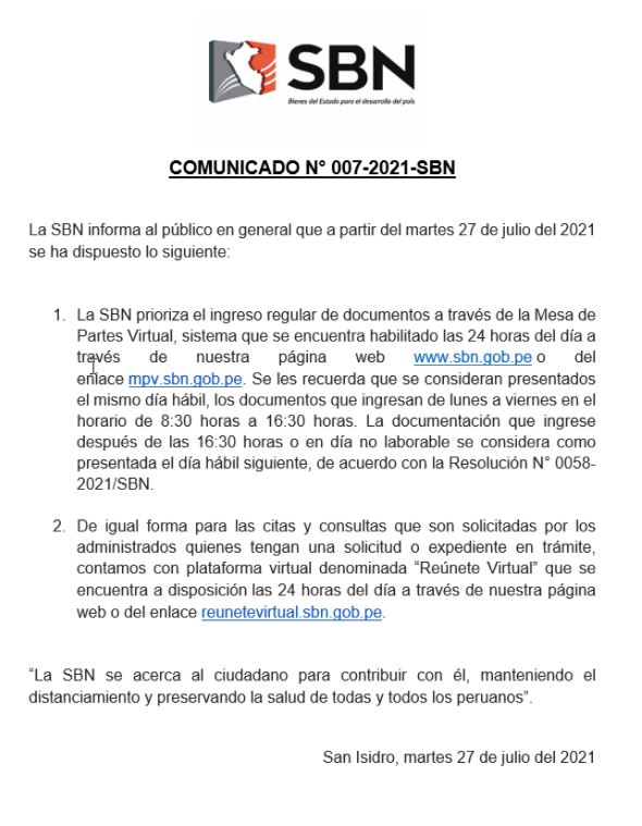  COMUNICADO OFICIAL N° 007 - 2021