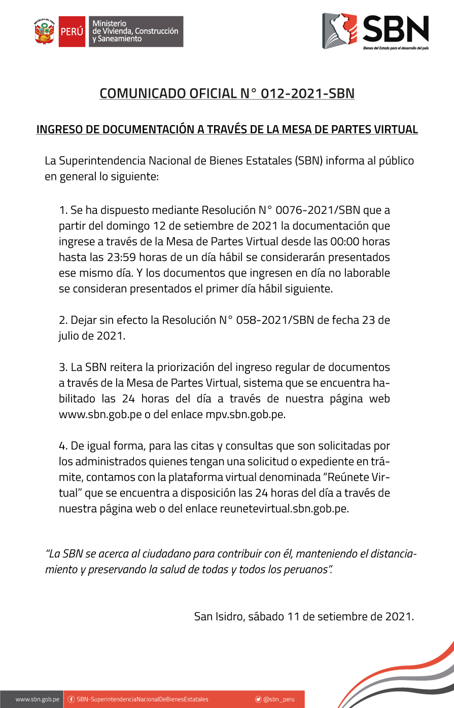  COMUNICADO OFICIAL N° 012 - 2021