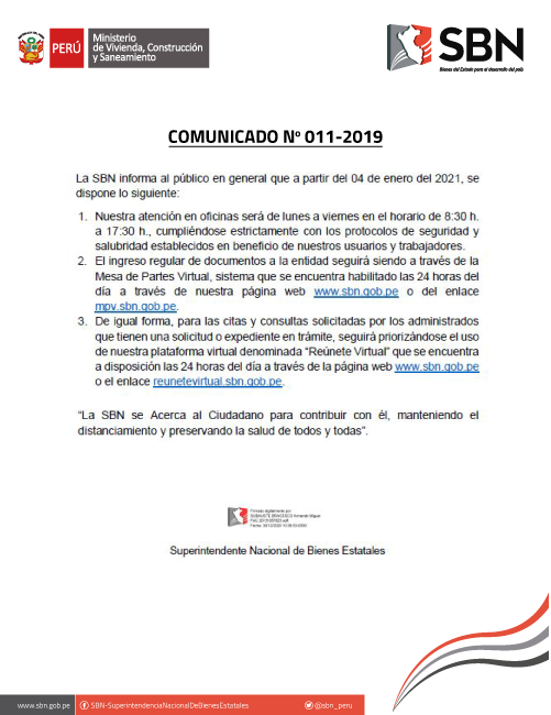  COMUNICADO OFICIAL N° 011 - 2019