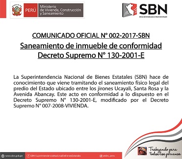  COMUNICADO OFICIAL Nº 002-2018 – SBN