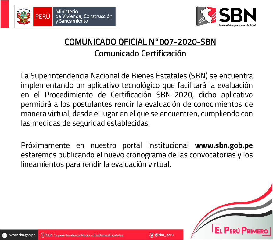  COMUNICADO OFICIAL N° 007 - 2020