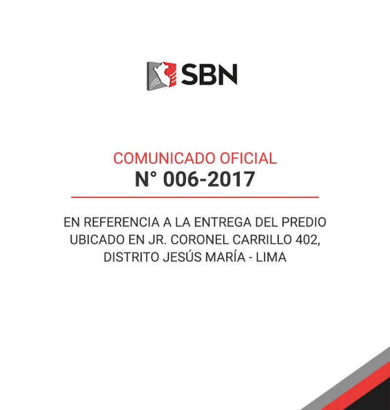  COMUNICADO OFICIAL Nº 006-2017 – SBN