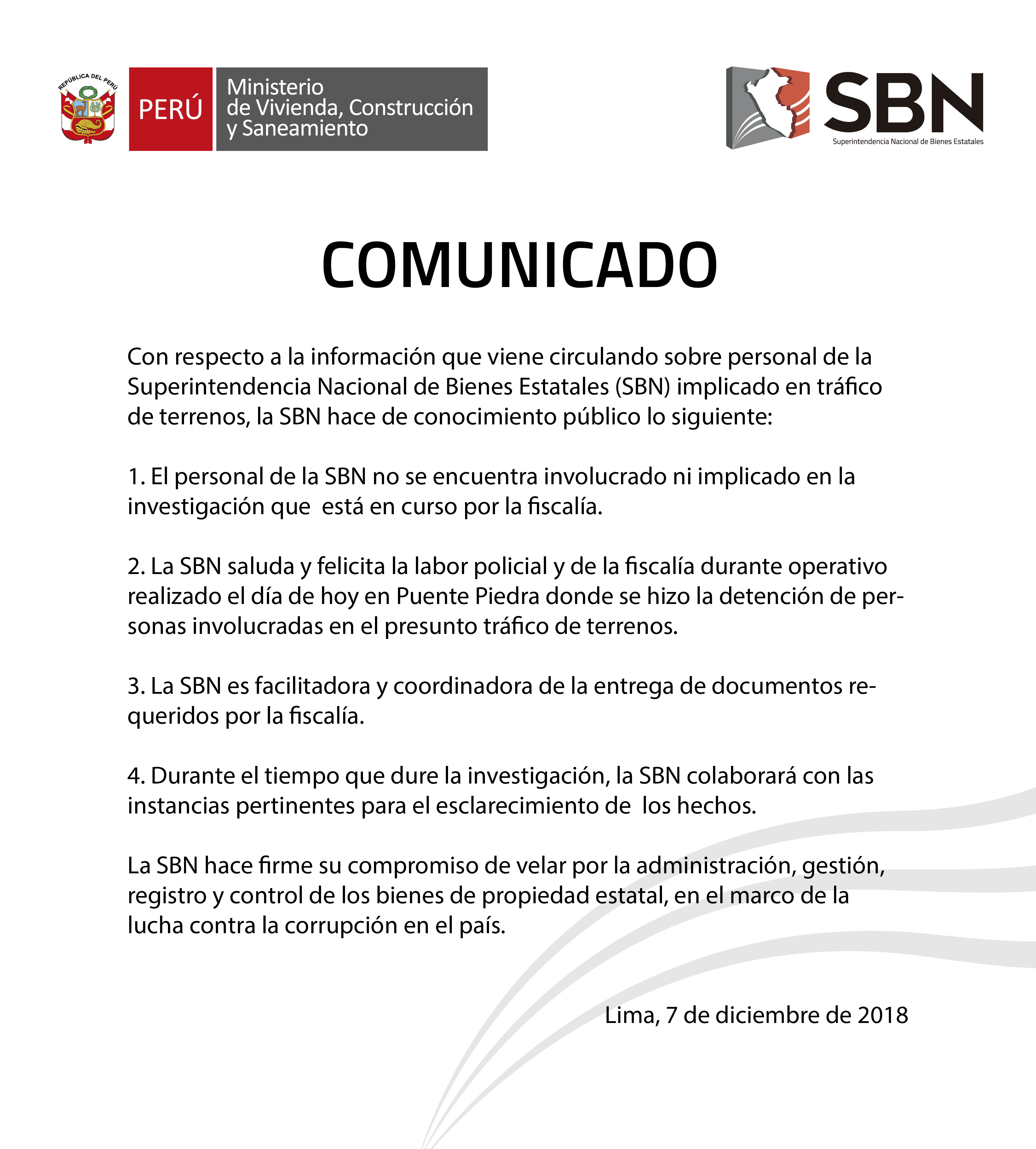  COMUNICADO OFICIAL SBN