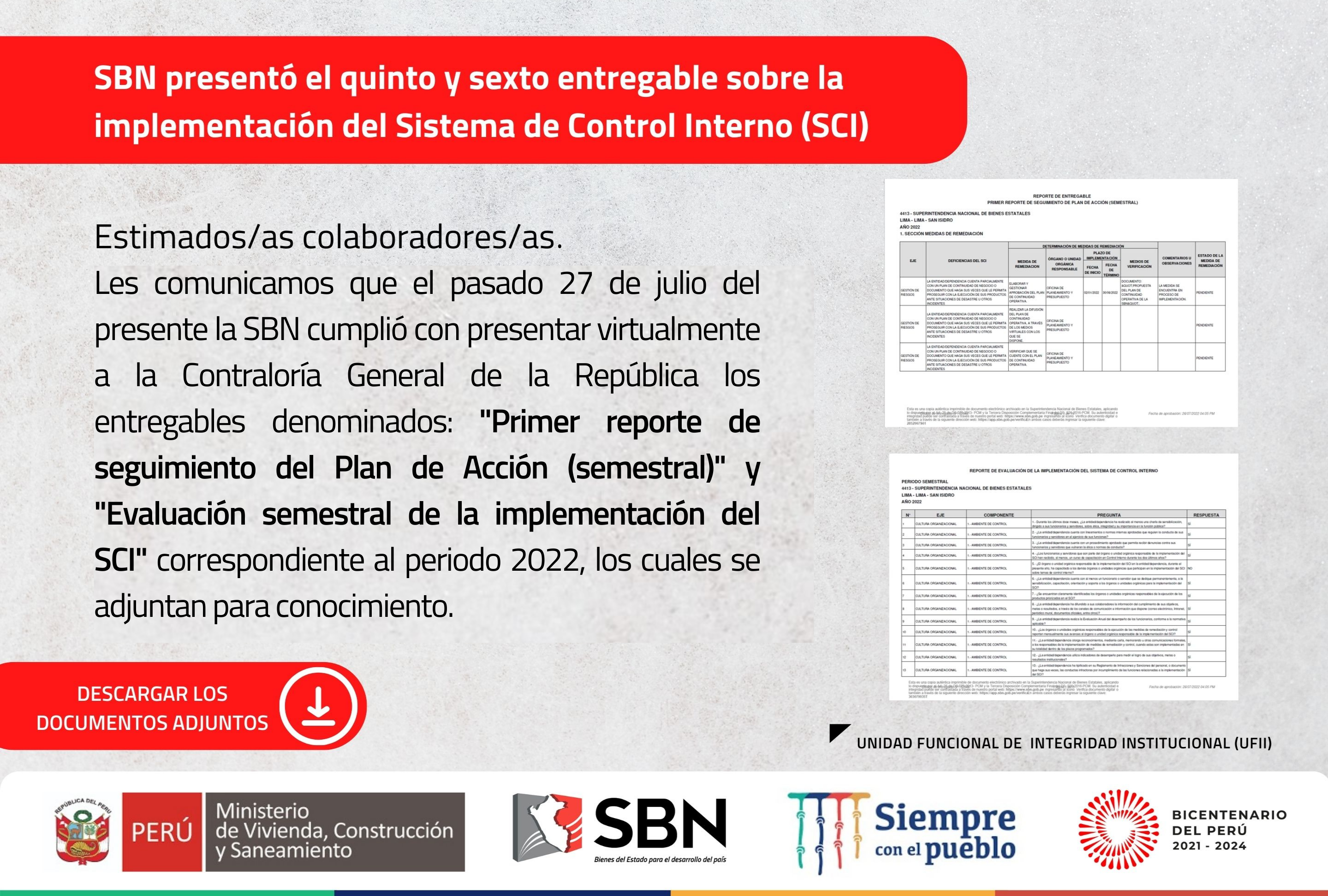  Campaña de difusión: Presentación del quinto y sexto entregable sobre la implementación del Sistema de Control Interno.