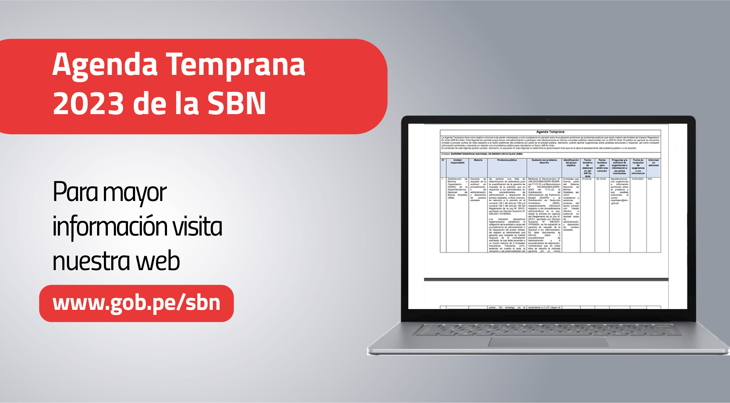  SBN invita a la ciudanía a participar en la Agenda Temprana 2023