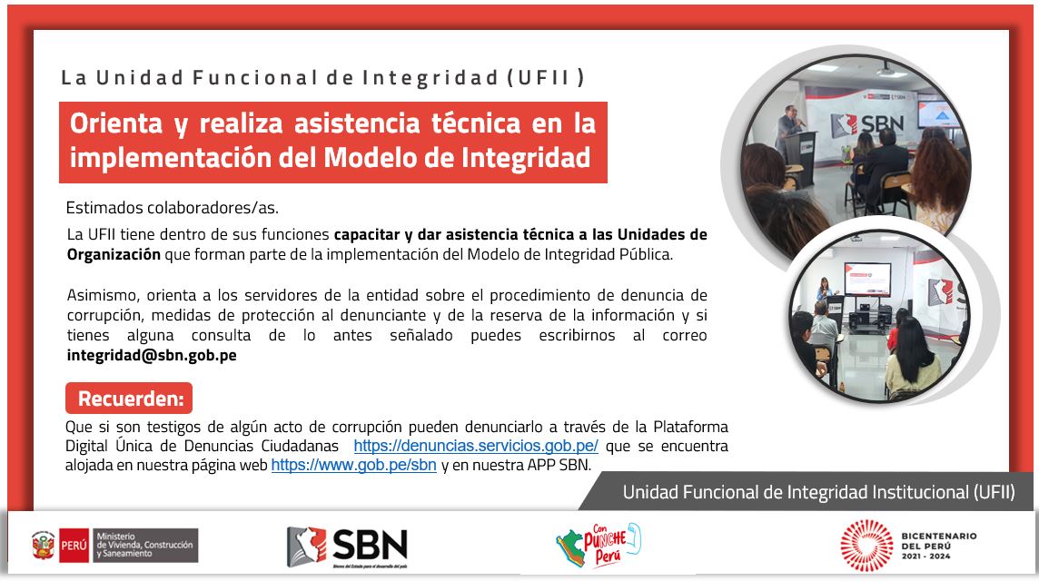  Difusión: La UFII orienta y realiza asistencia técnica en la implementación del Modelo de Integridad