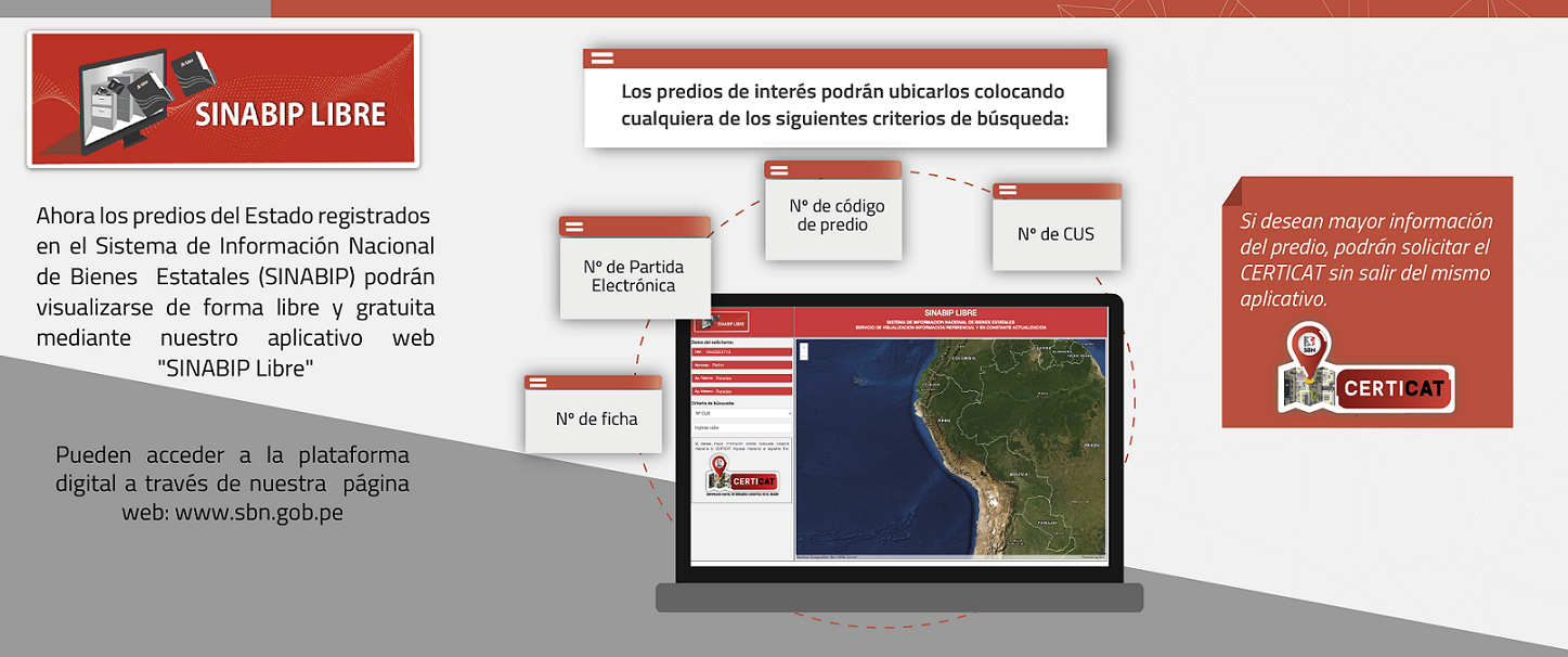  SBN IMPLEMENTA APLICATIVO WEB SINABIP LIBRE  PARA VISUALIZAR PREDIOS ESTATALES